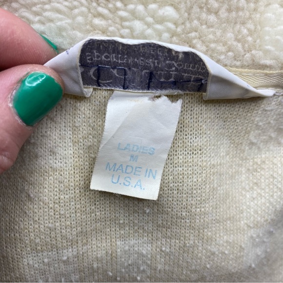 Columbia Vintage Plaid Sherpa Jacket-Drawstring Waist - Picture 6 of 7